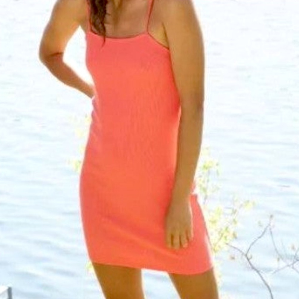 Tie Shoulder Coral Dress